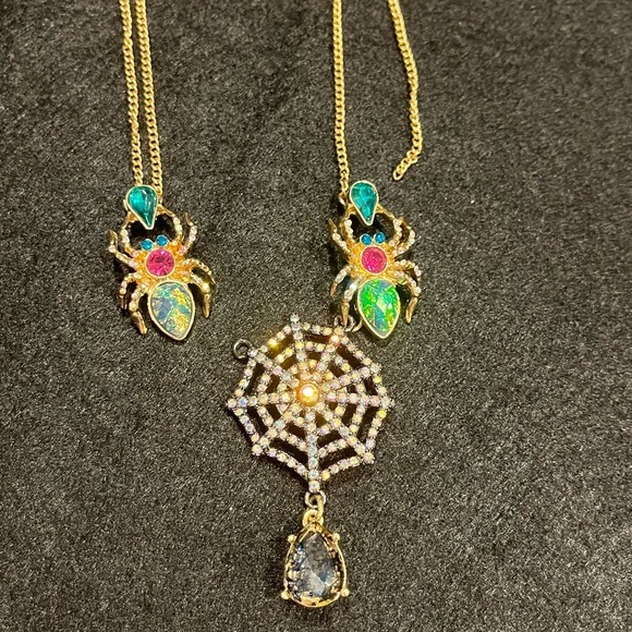 Betsey Johnson Vintage Spider Web Necklace For Repair - Picture 4 of 7